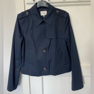 Frame Denim Navy Cropped Trench Coat